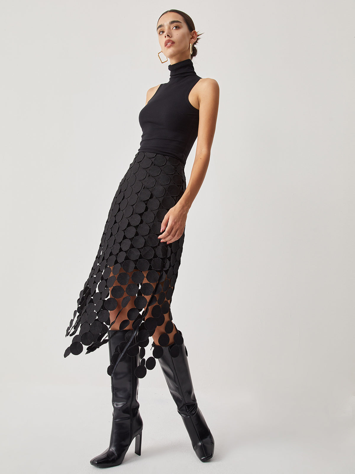 Serenade | Double Layered Multi Circle Laser Cut Skirt-Skirts-Urban Devyne-Urban Devyne