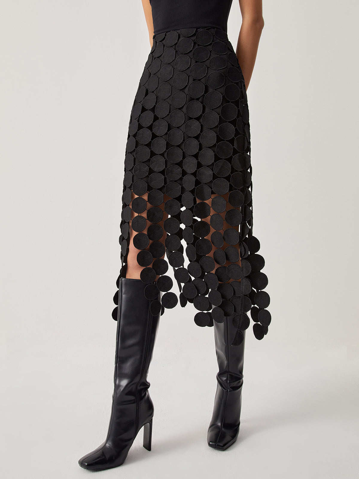 Serenade | Double Layered Multi Circle Laser Cut Skirt-Skirts-Urban Devyne-XS-Urban Devyne
