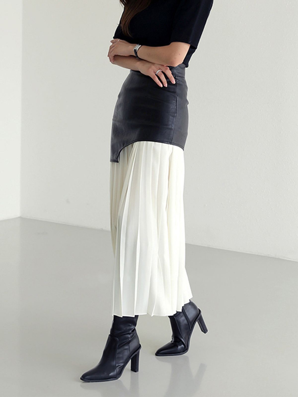 Esme | Asymmetric Pleated Maxi Skirt-Skirts-Urban Devyne-Urban Devyne