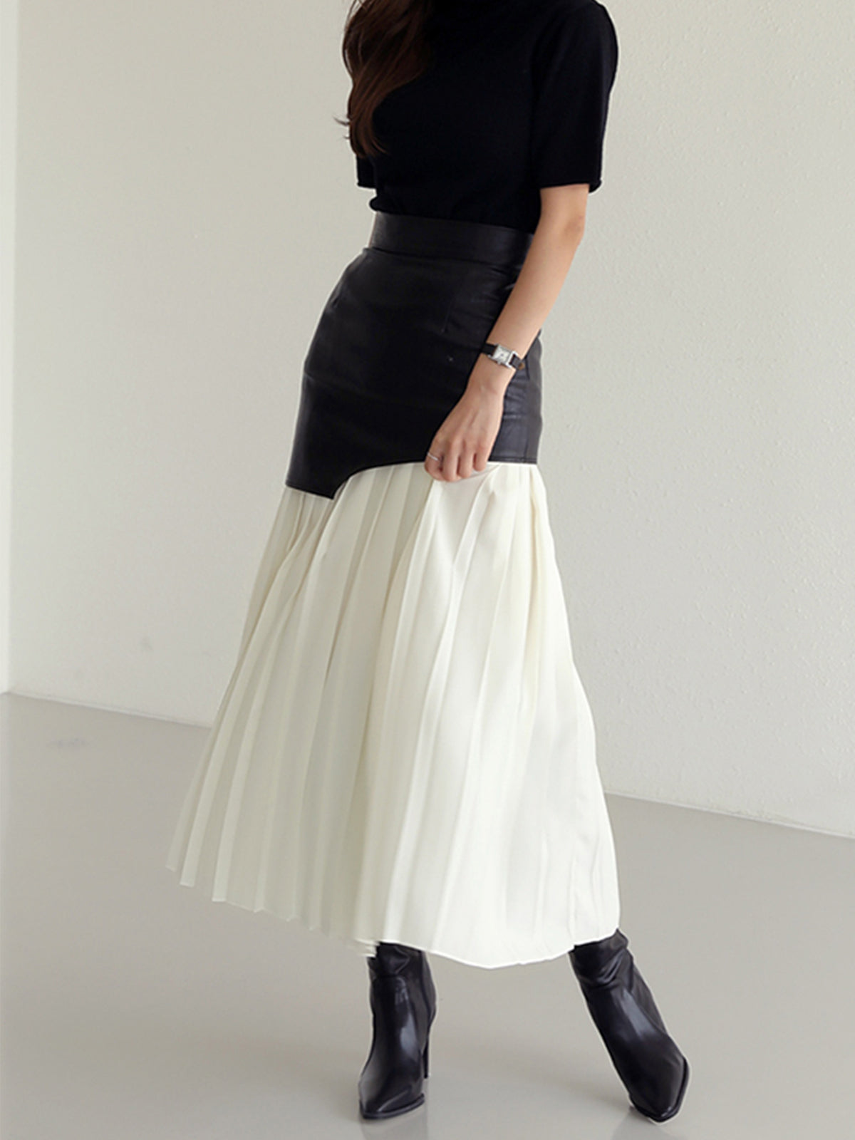 Esme | Asymmetric Pleated Maxi Skirt-Skirts-Urban Devyne-Urban Devyne