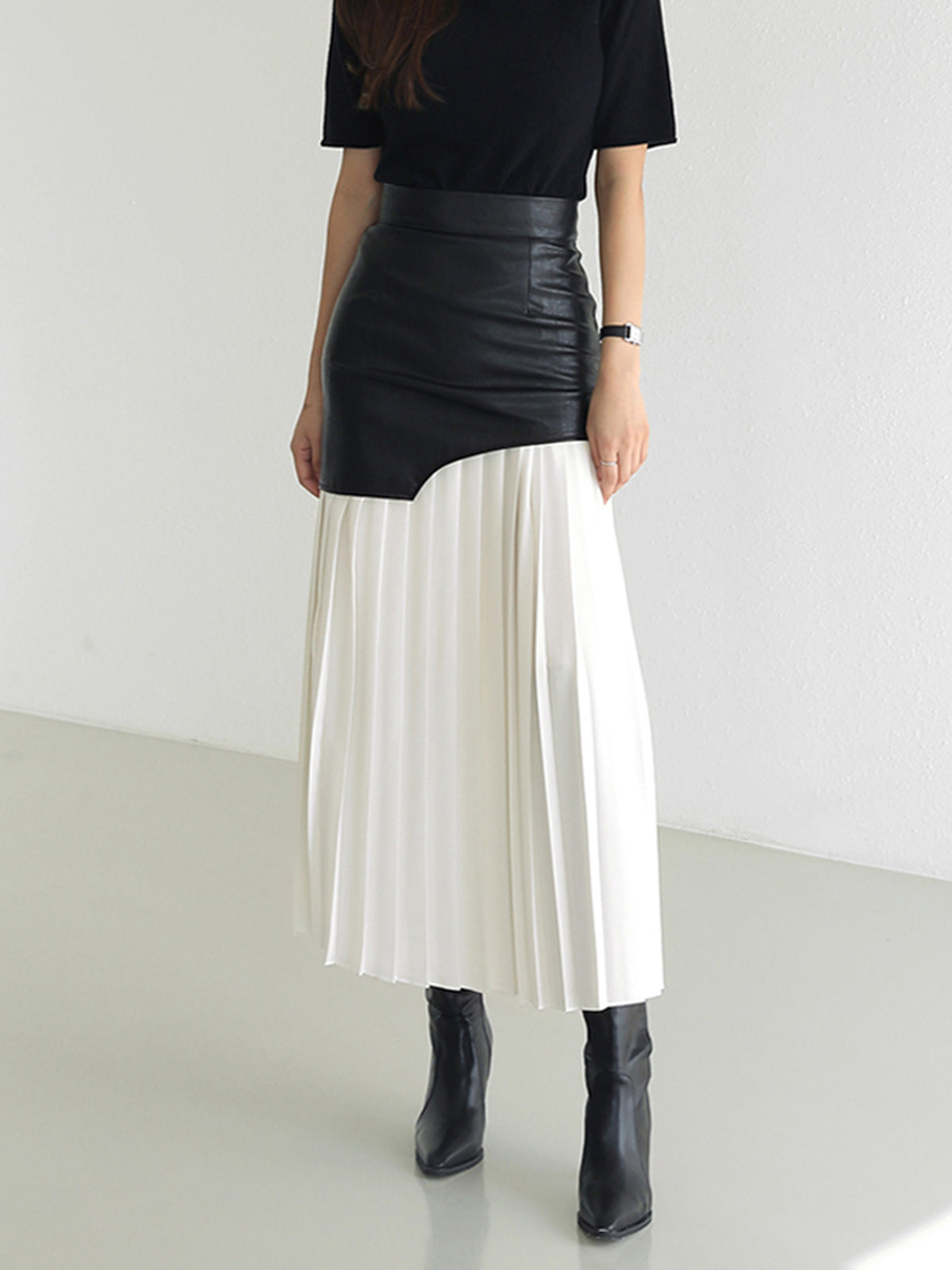 Esme | Asymmetric Pleated Maxi Skirt-Skirts-Urban Devyne-White-XS-Urban Devyne