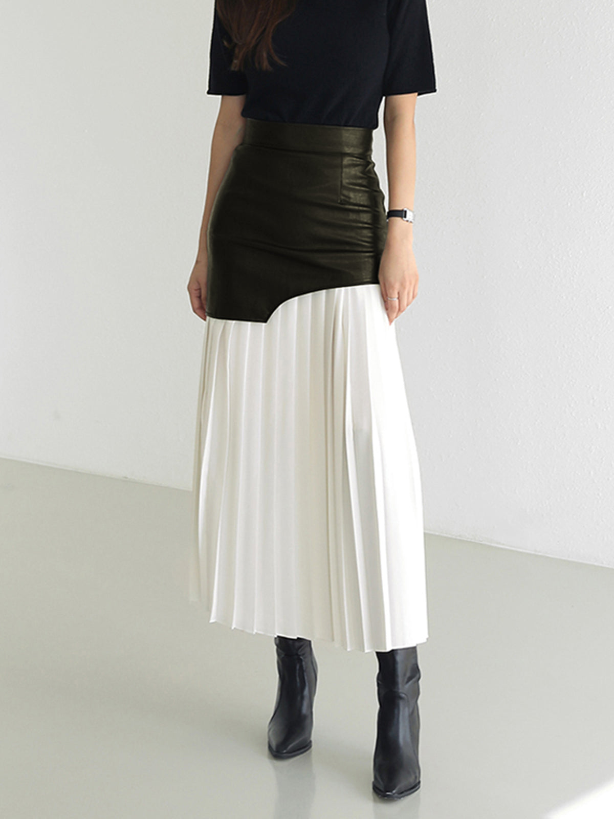 Esme | Asymmetric Pleated Maxi Skirt-Skirts-Urban Devyne-ArmyGreen-XS-Urban Devyne
