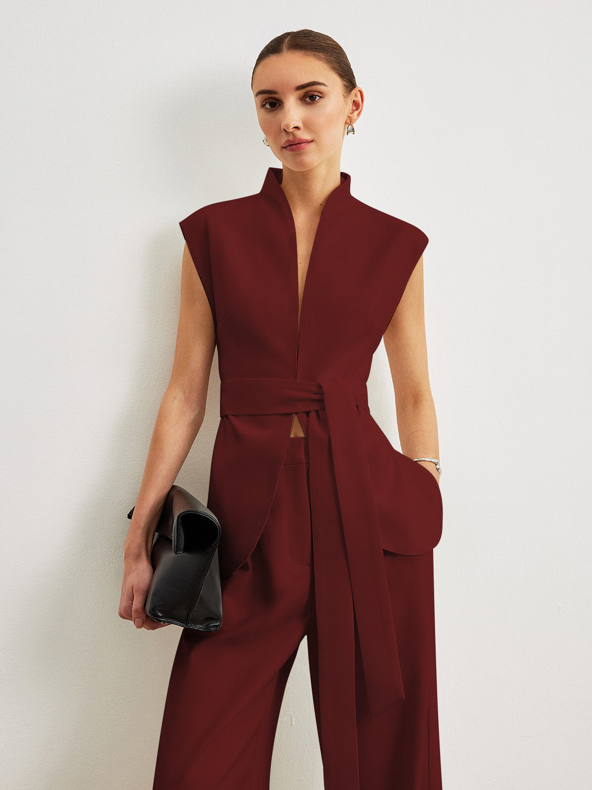 Thara | Belted Peplum Top-tops-Urban Devyne-Burgundy-XS-Urban Devyne