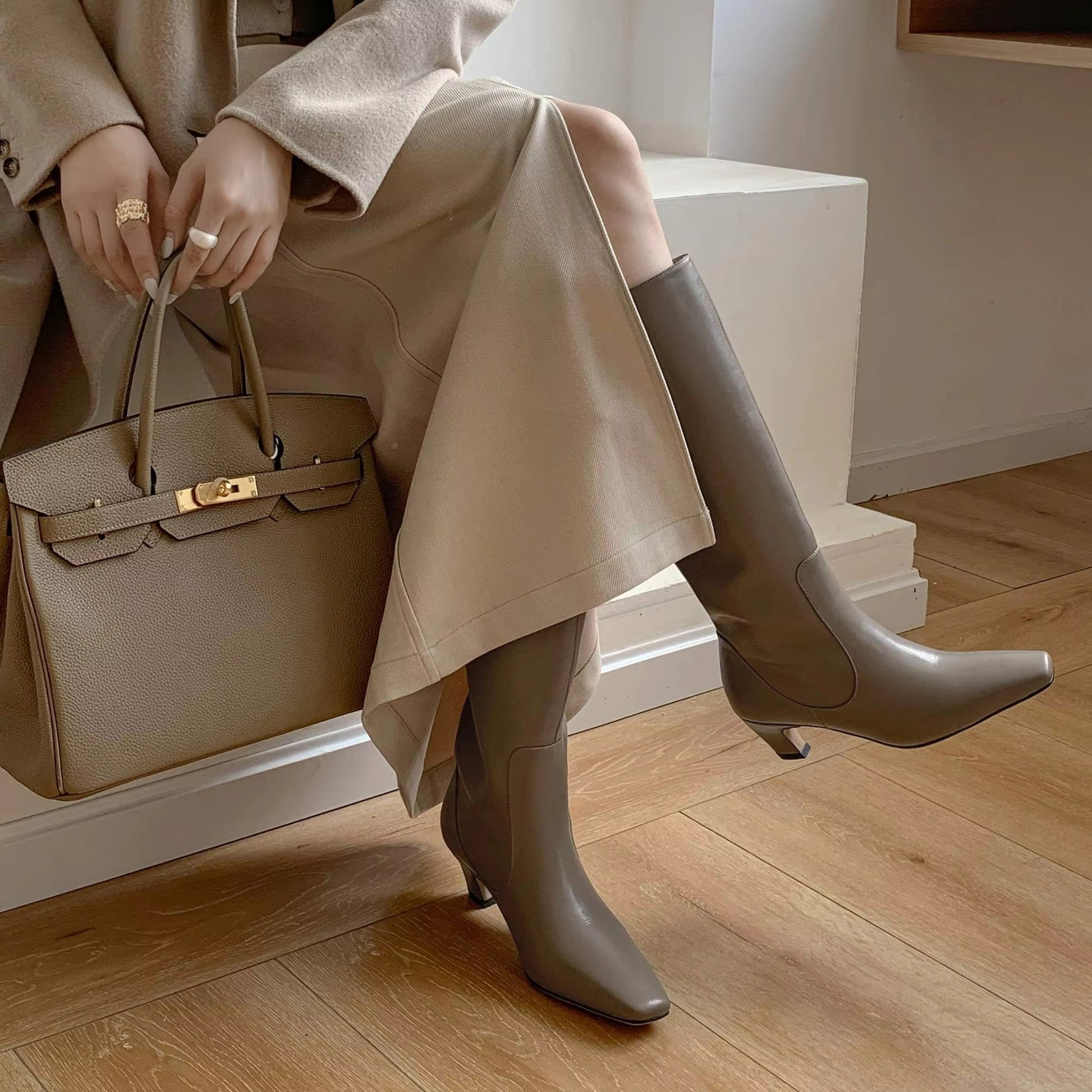 Vera | Leather Knee High Boots-Boots-Urban Devyne-Urban Devyne