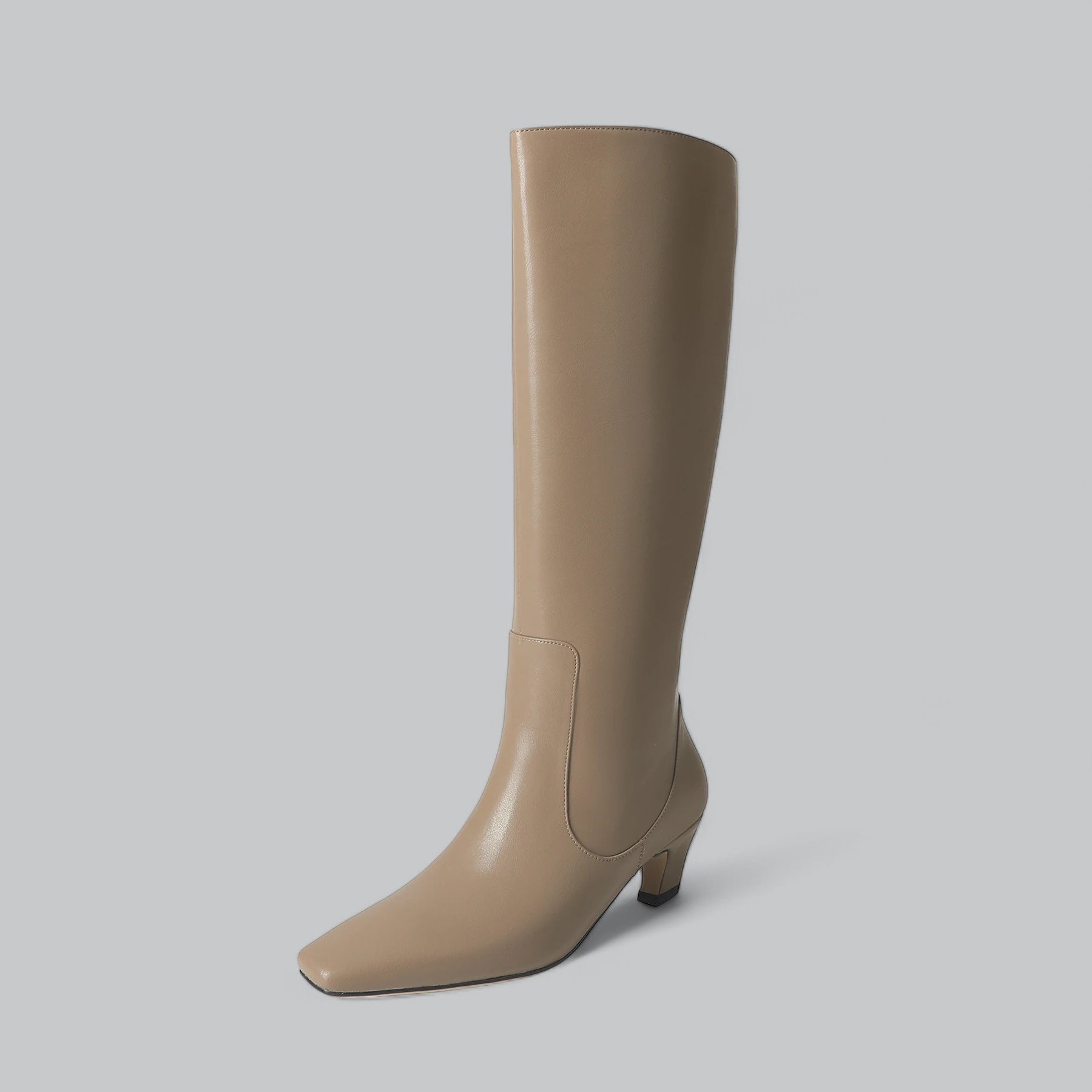 Vera | Leather Knee High Boots-Boots-Urban Devyne-Khaki-36-Urban Devyne