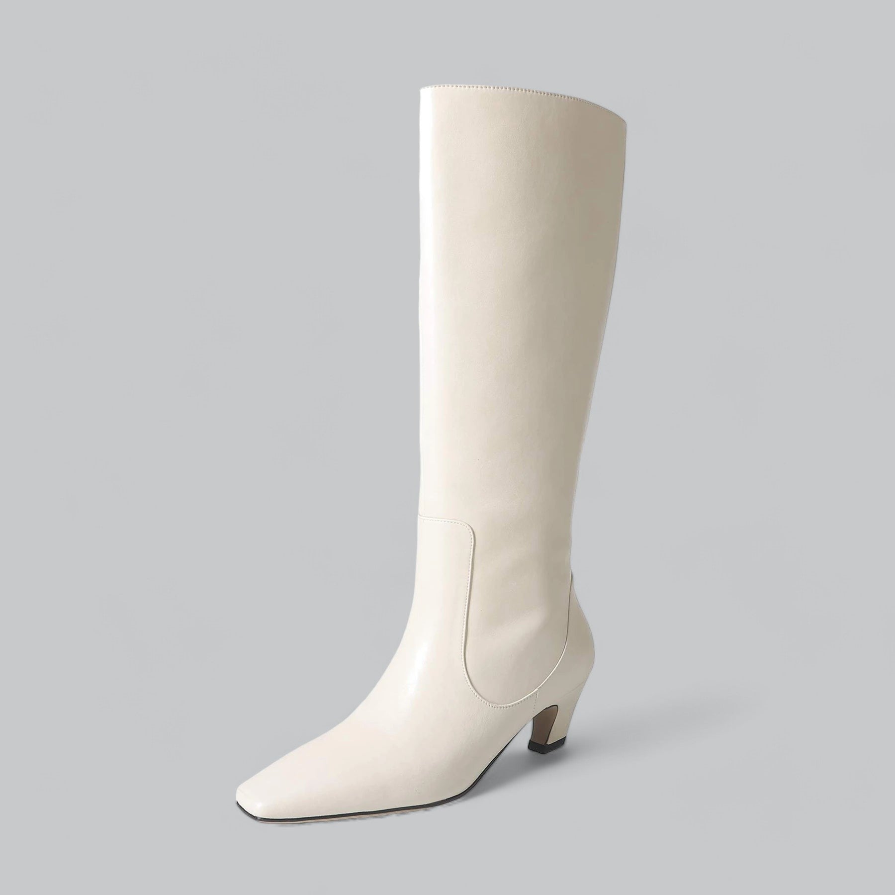Vera | Leather Knee High Boots-Boots-Urban Devyne-Off-White-36-Urban Devyne