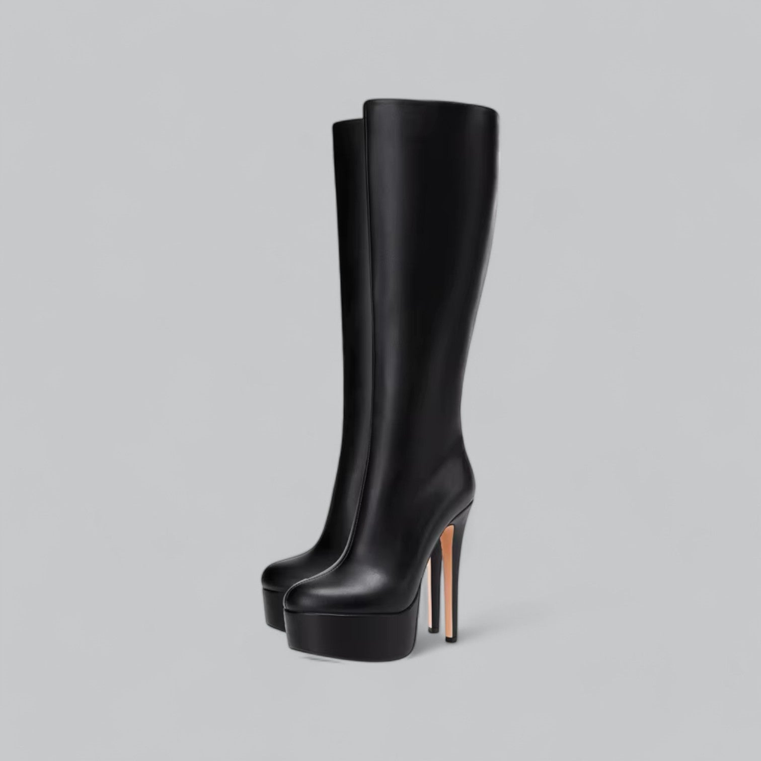 Vera | Modern Round Toe Platform Leather Boots-High Heel Boots-Urban Devyne-36-Urban Devyne