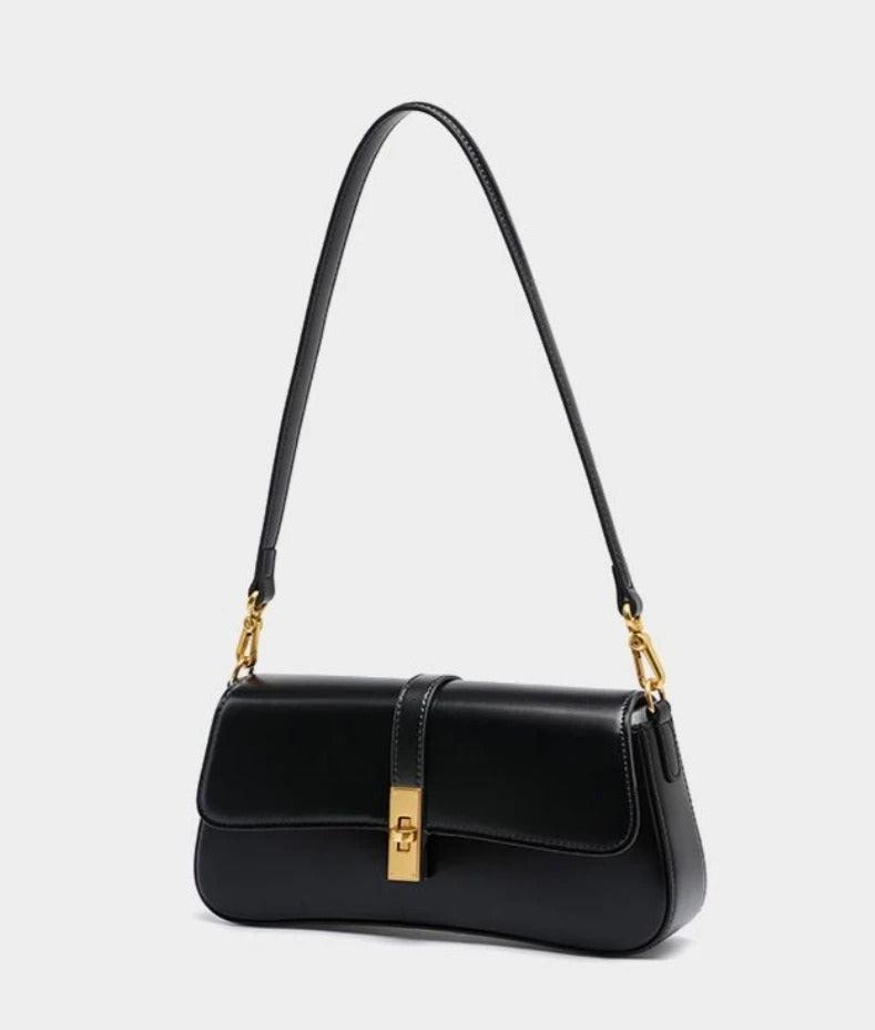 Zenith | Leather Baguette Bag with Detachable Strap-Crossbody Bag-Urban Devyne-Urban Devyne