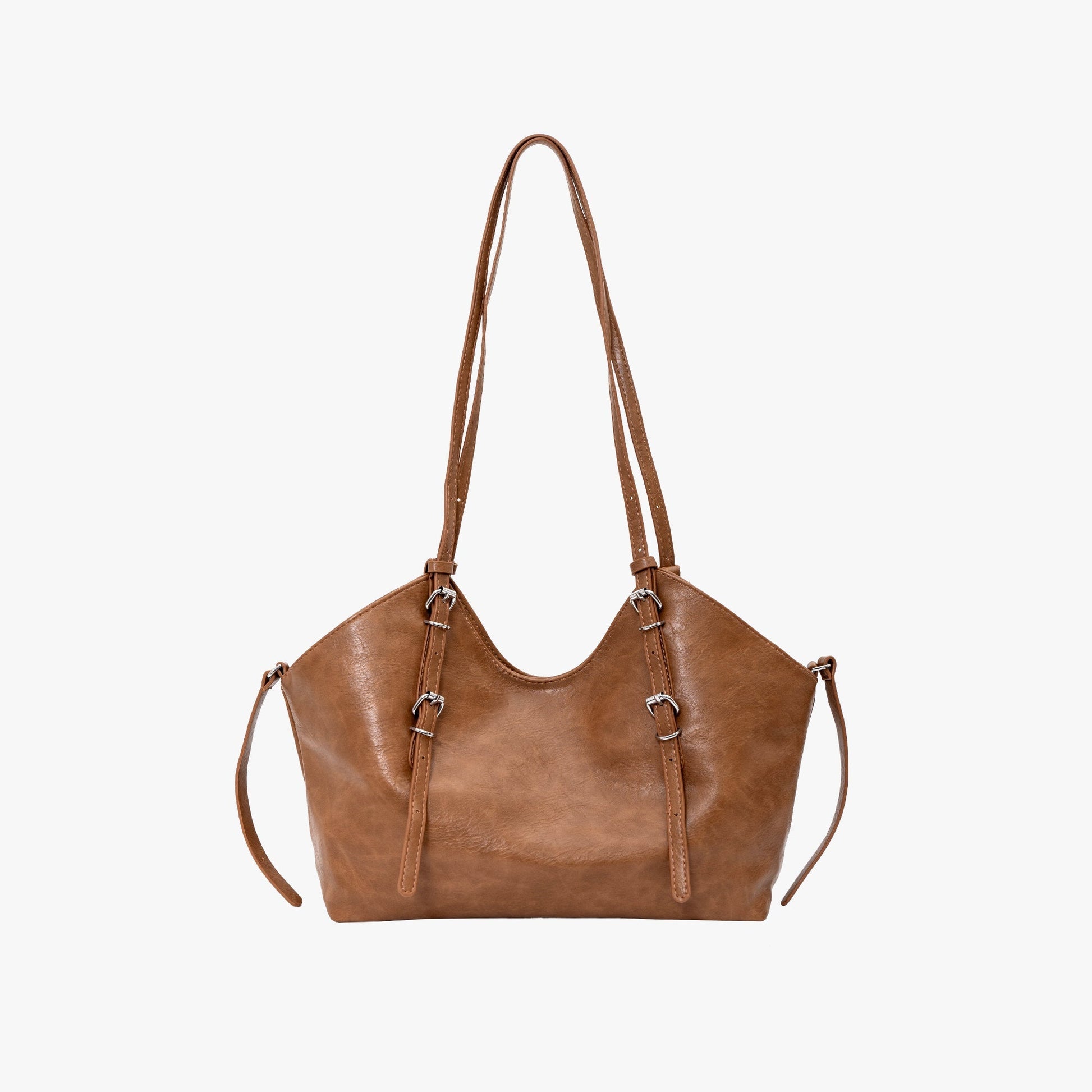 Anaya | Leather Shoulder Tote Bag-Tote Bags-Urban Devyne-Brown-Urban Devyne