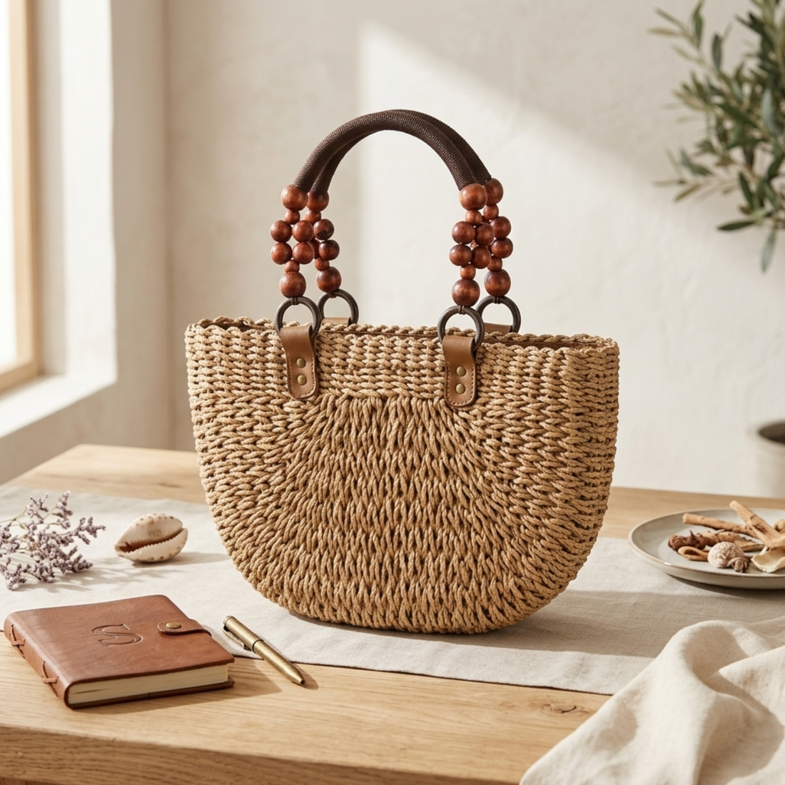 Tamzin Versatile Bohemian Straw Woven Handbag