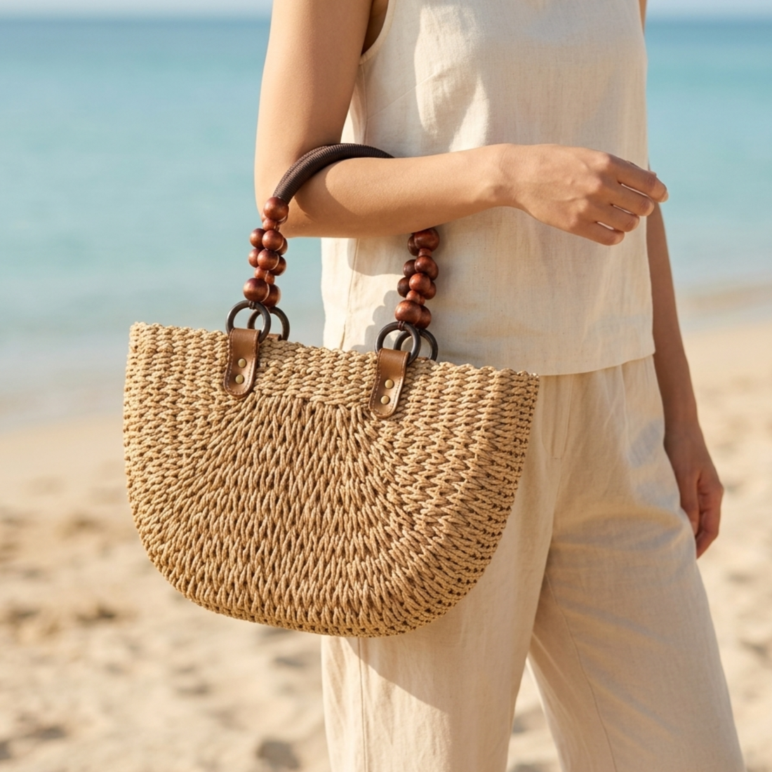 Tamzin Versatile Bohemian Straw Woven Handbag