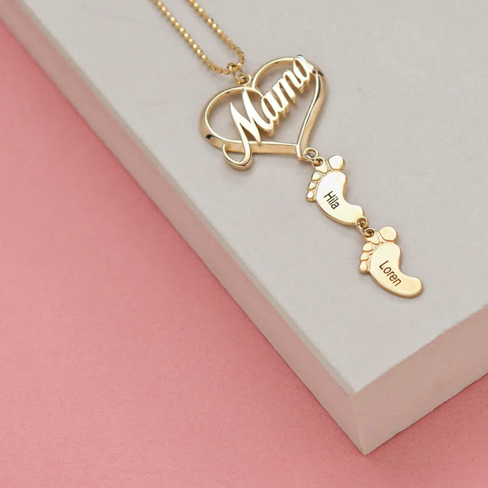 Clara - Forever Rose Box With Mom Baby Feet Necklace
