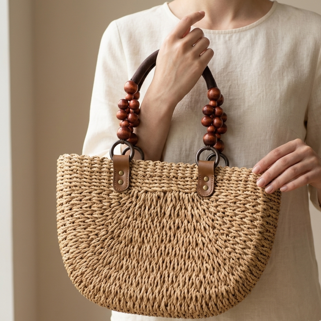 Tamzin Versatile Bohemian Straw Woven Handbag