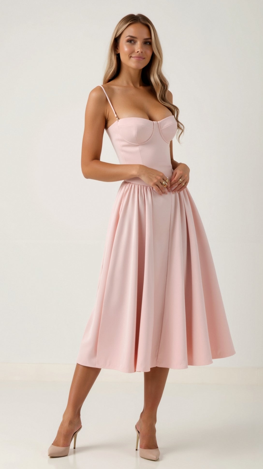 Soraya | Corset Midi Dress-Dresses-Urban Devyne-Pink-XS-Urban Devyne