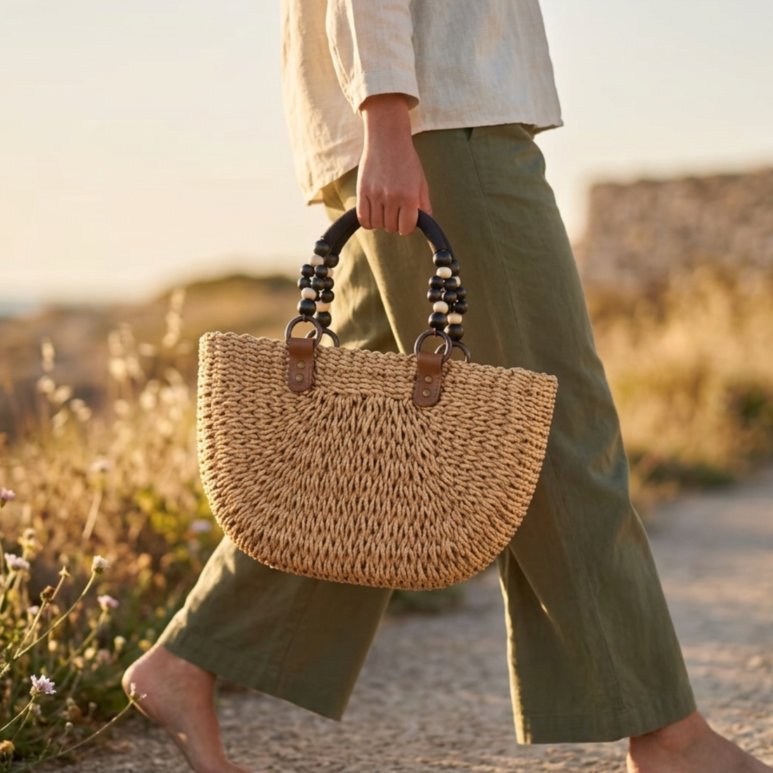 Tamzin Versatile Bohemian Straw Woven Handbag