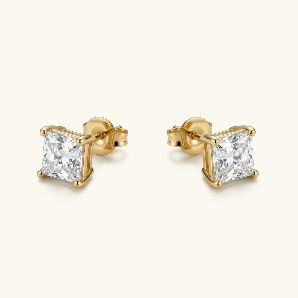 Gold Solitaire Earrings