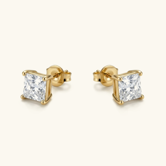 Gold Solitaire Earrings