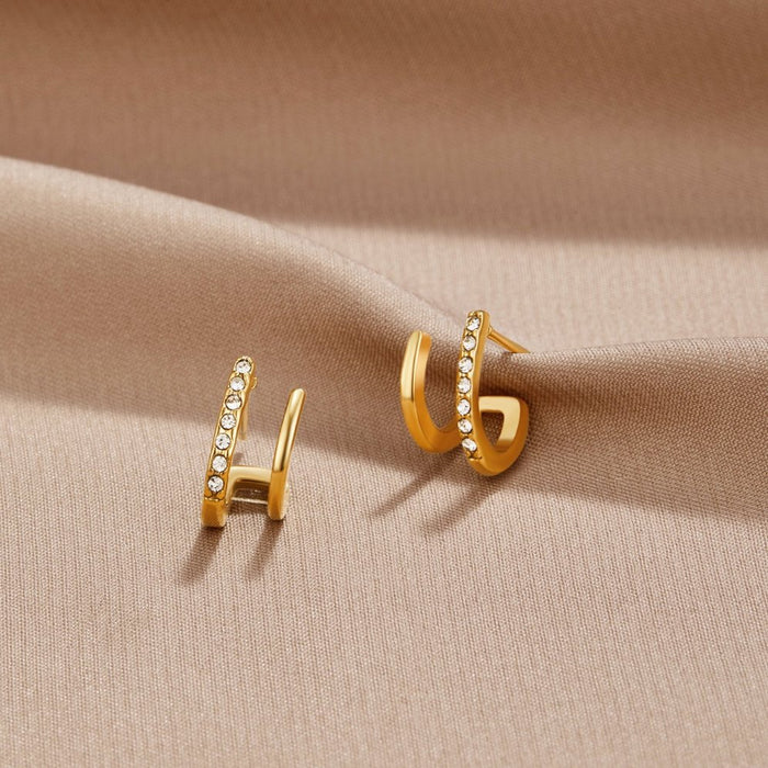 Avira | Gold and Crystal Claw Earrings-Earrings-Urban Devyne-Urban Devyne