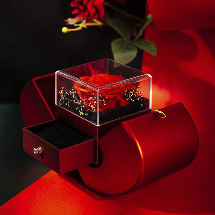 Clara - Forever Rose Box With Mom Baby Feet Necklace