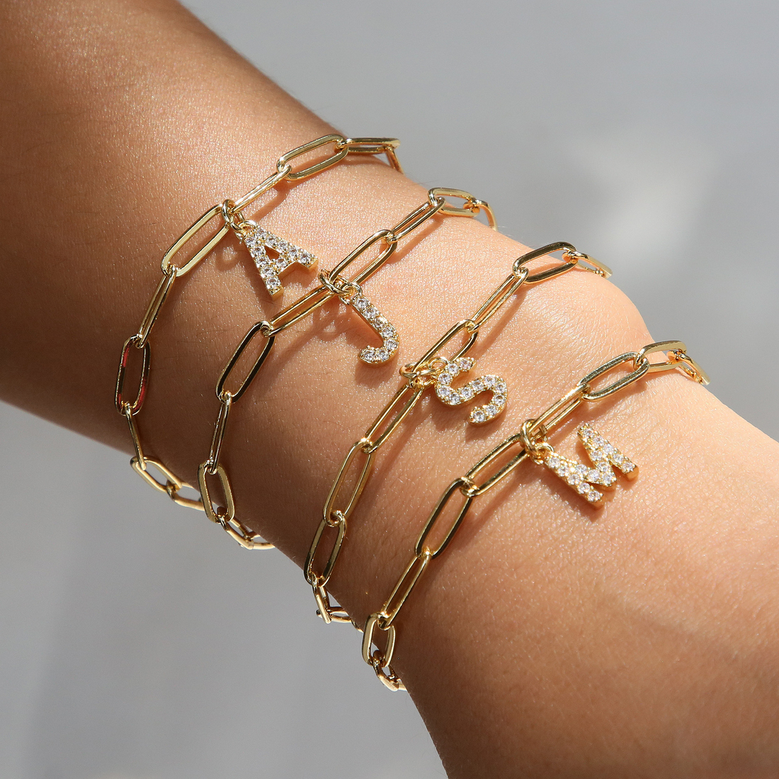 Natasha Paperclip Letter Initial Bracelet