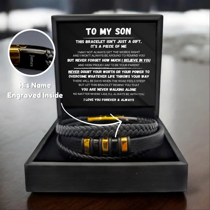 To My Son - Never Alone - Braided Bracelet Gift Set