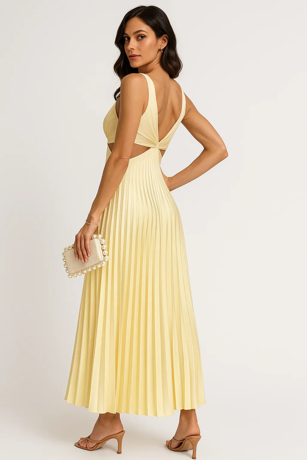 Aelise | Pleated Satin Midi Dress