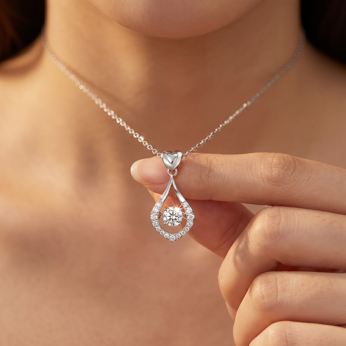 Wendy S925 Heart Diamond Teardrop Necklace