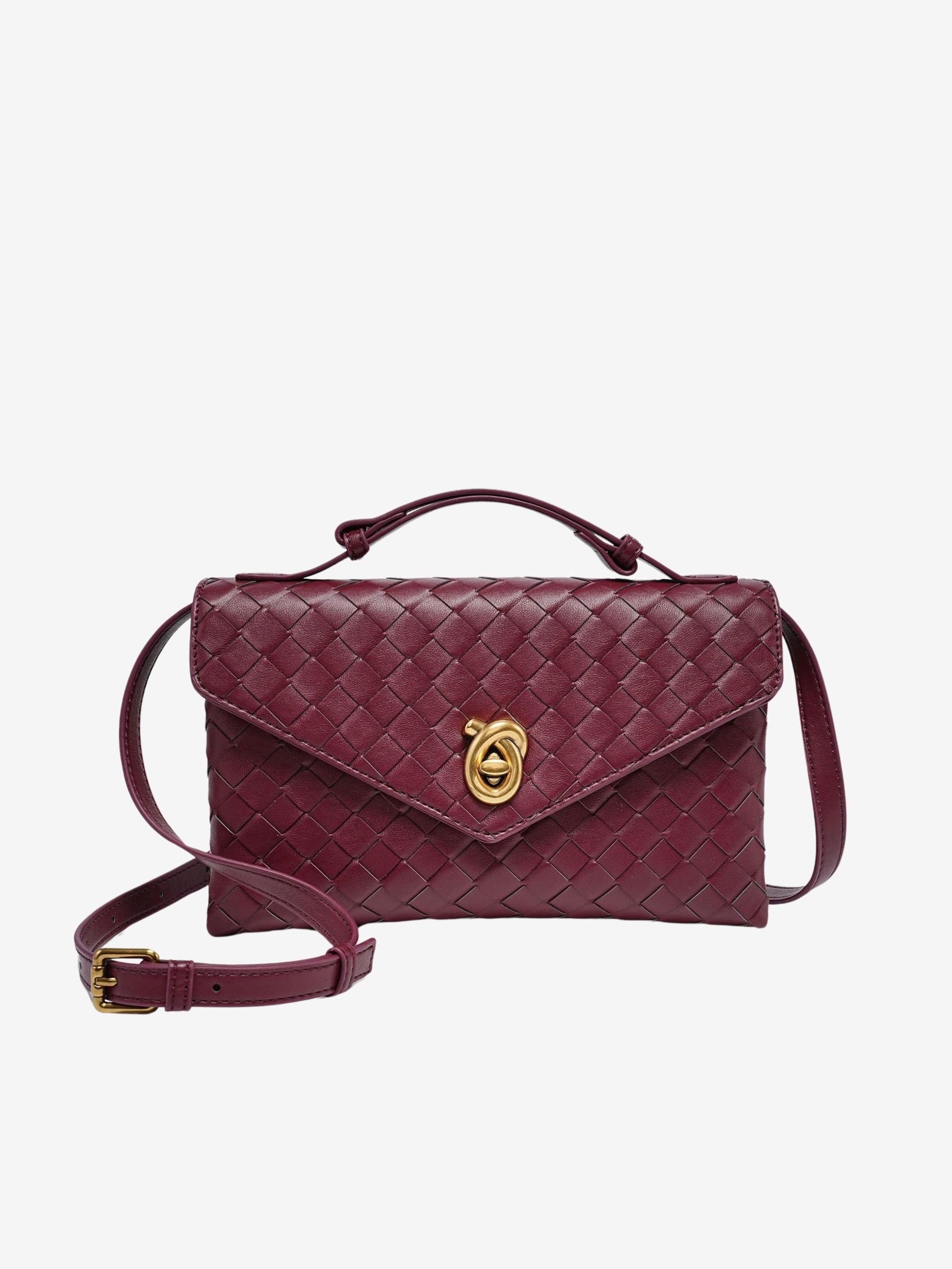 Alice | Woven Crossbody Bag with Compact Design-Handbag-Urban Devyne-Wine Red-Urban Devyne