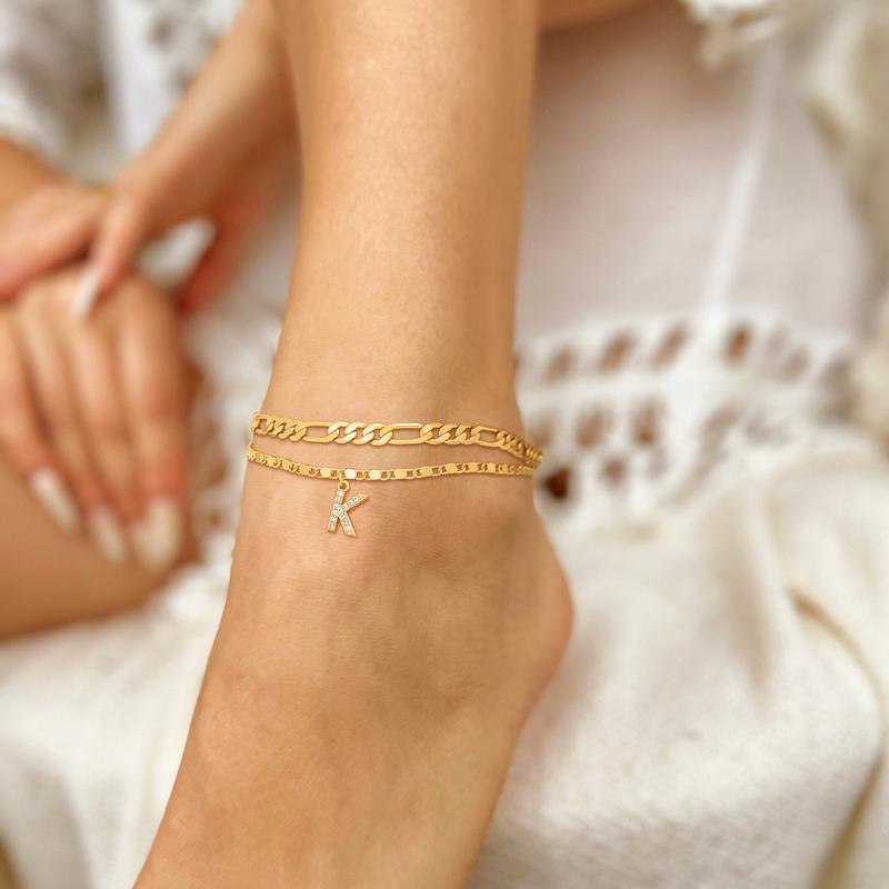 Molly Letter Initial 14k Diamond Anklet