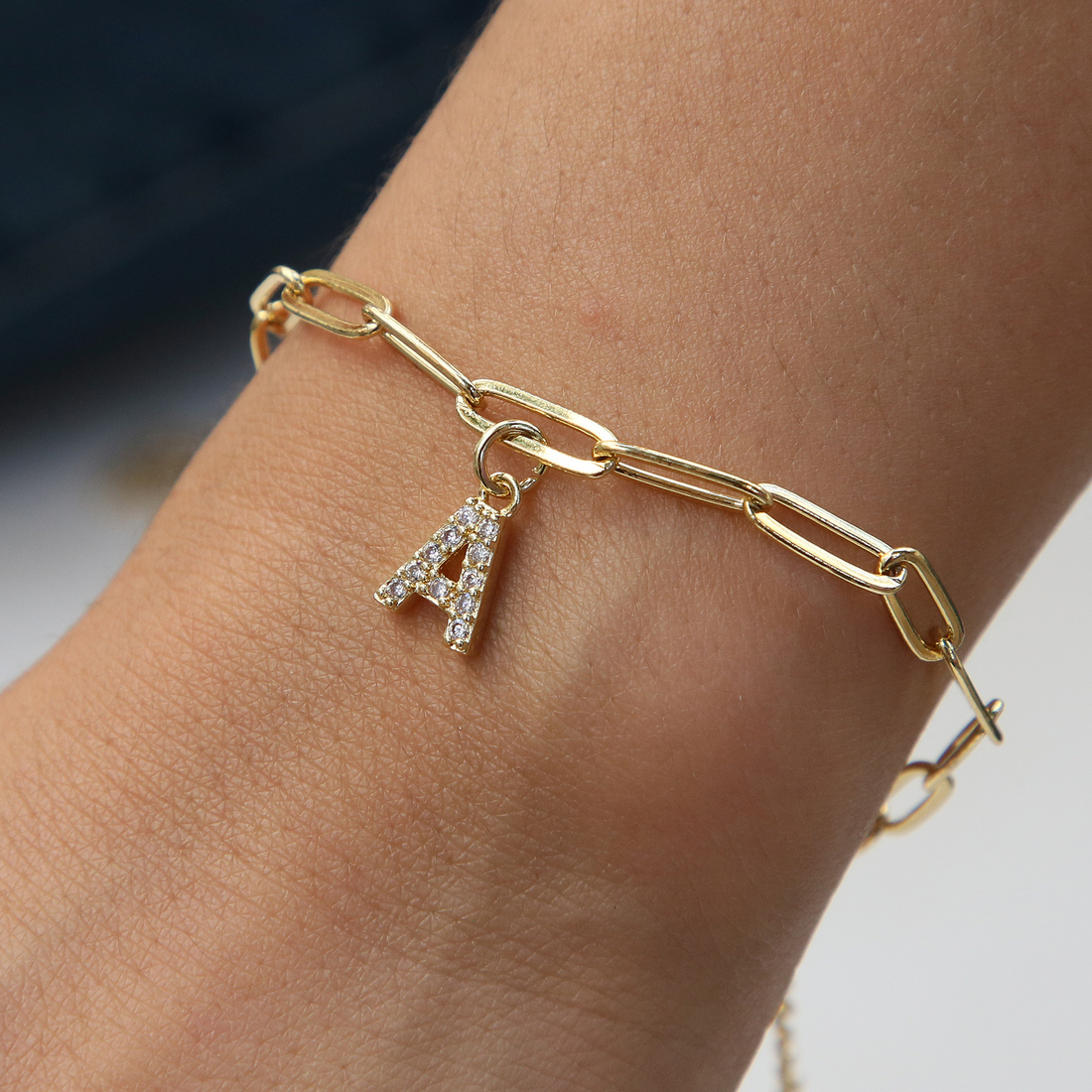 Natasha Paperclip Letter Initial Bracelet