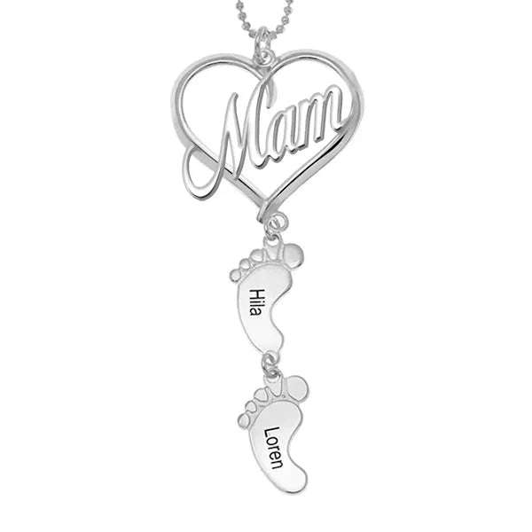 Clara - Forever Rose Box With Mom Baby Feet Necklace