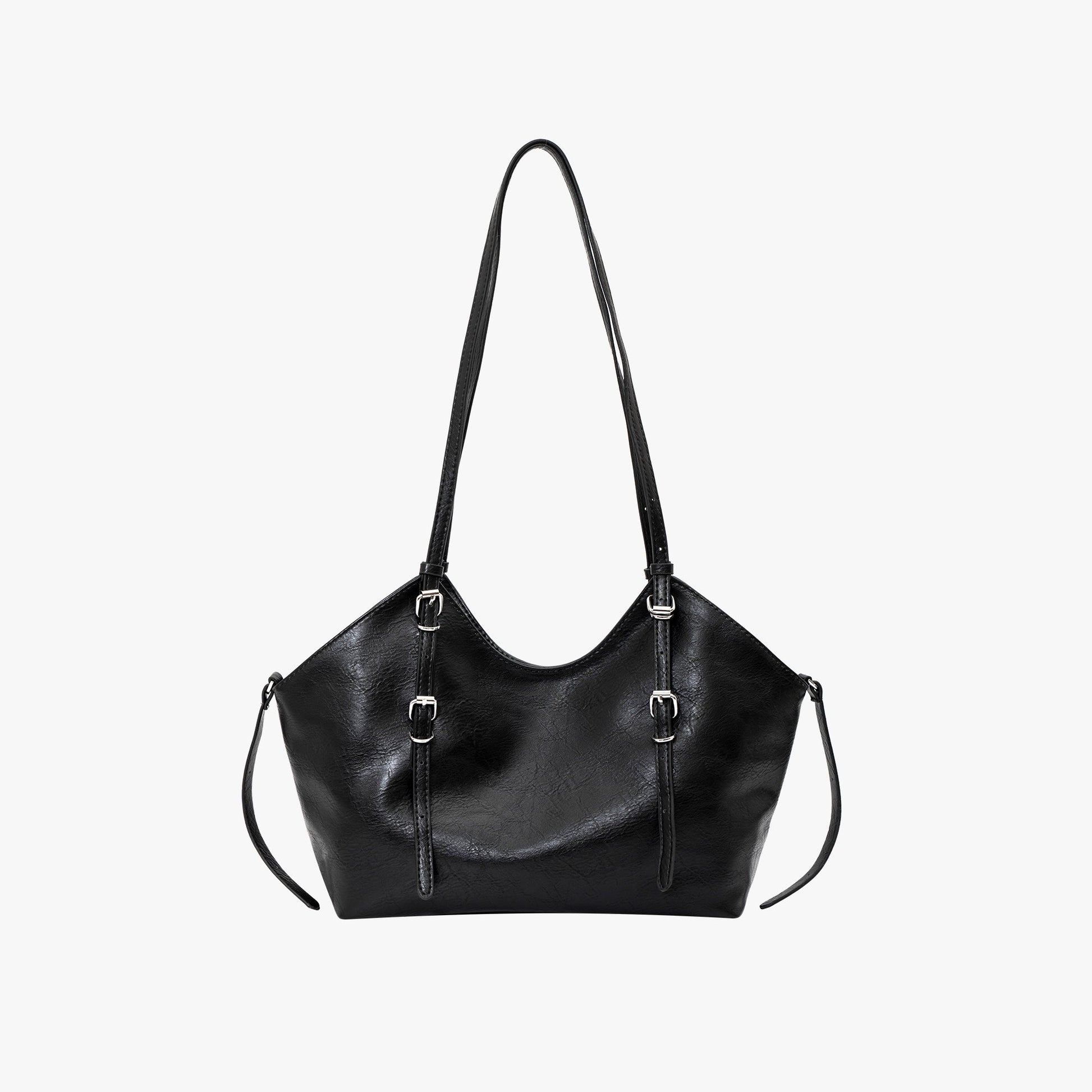 Anaya | Leather Shoulder Tote Bag-Tote Bags-Urban Devyne-Black-Urban Devyne