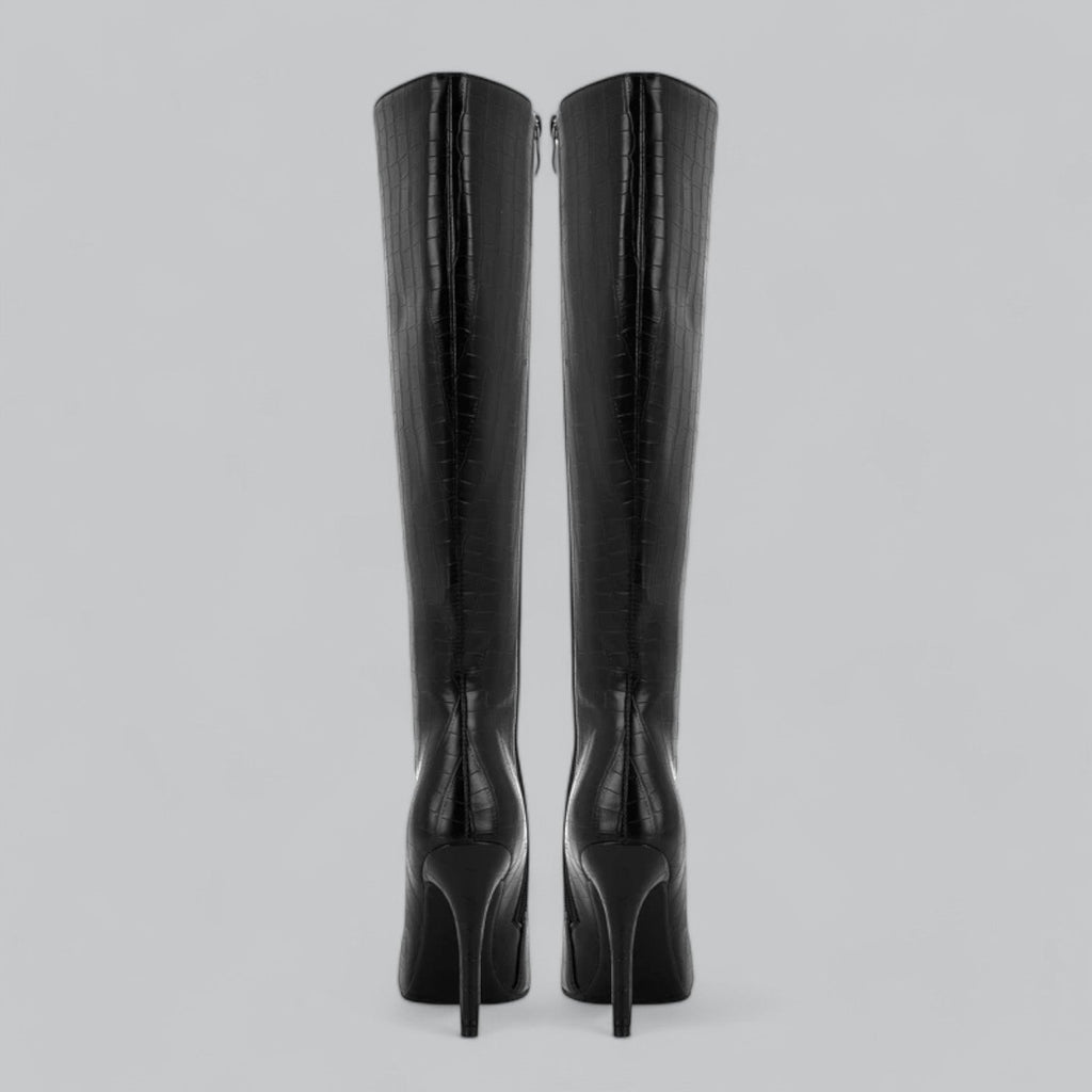 Vera | Pointed Toe Leather Heeled Boots