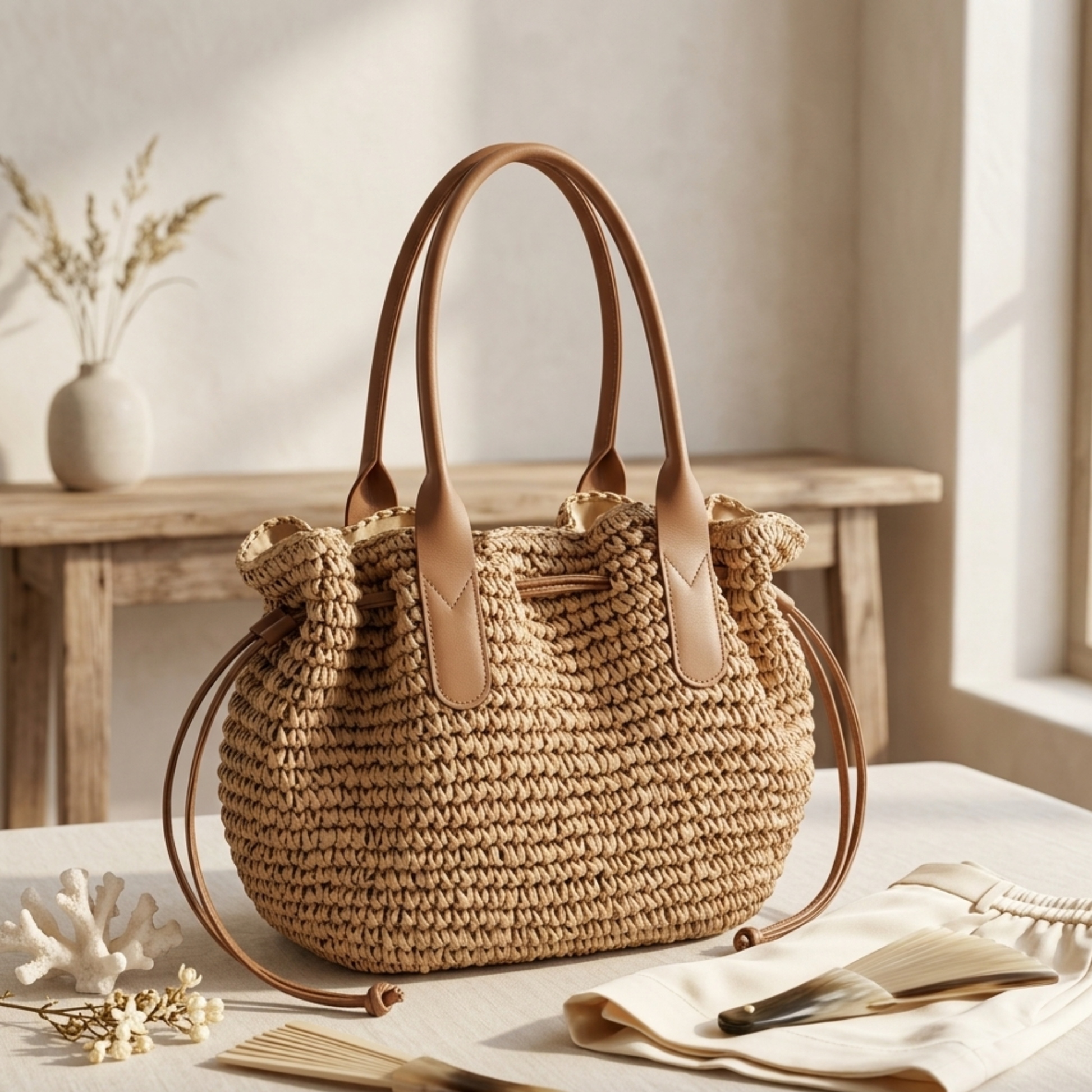 Jemima Premium Handwoven Straw Shoulder Bag
