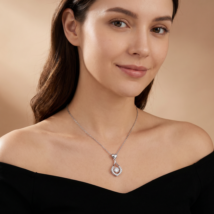 Wendy S925 Heart Diamond Teardrop Necklace