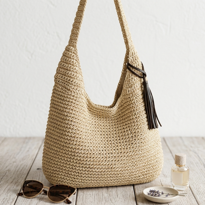 Naomi Sustainable Handwoven Straw Shoulder Bag