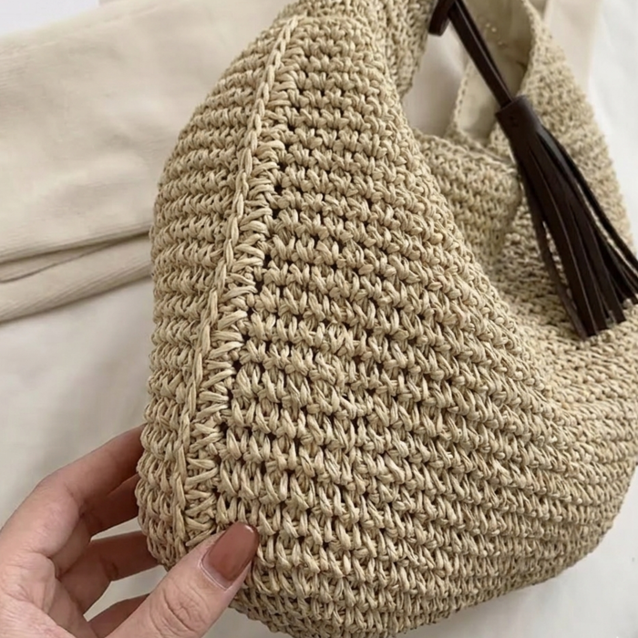 Naomi Sustainable Handwoven Straw Shoulder Bag