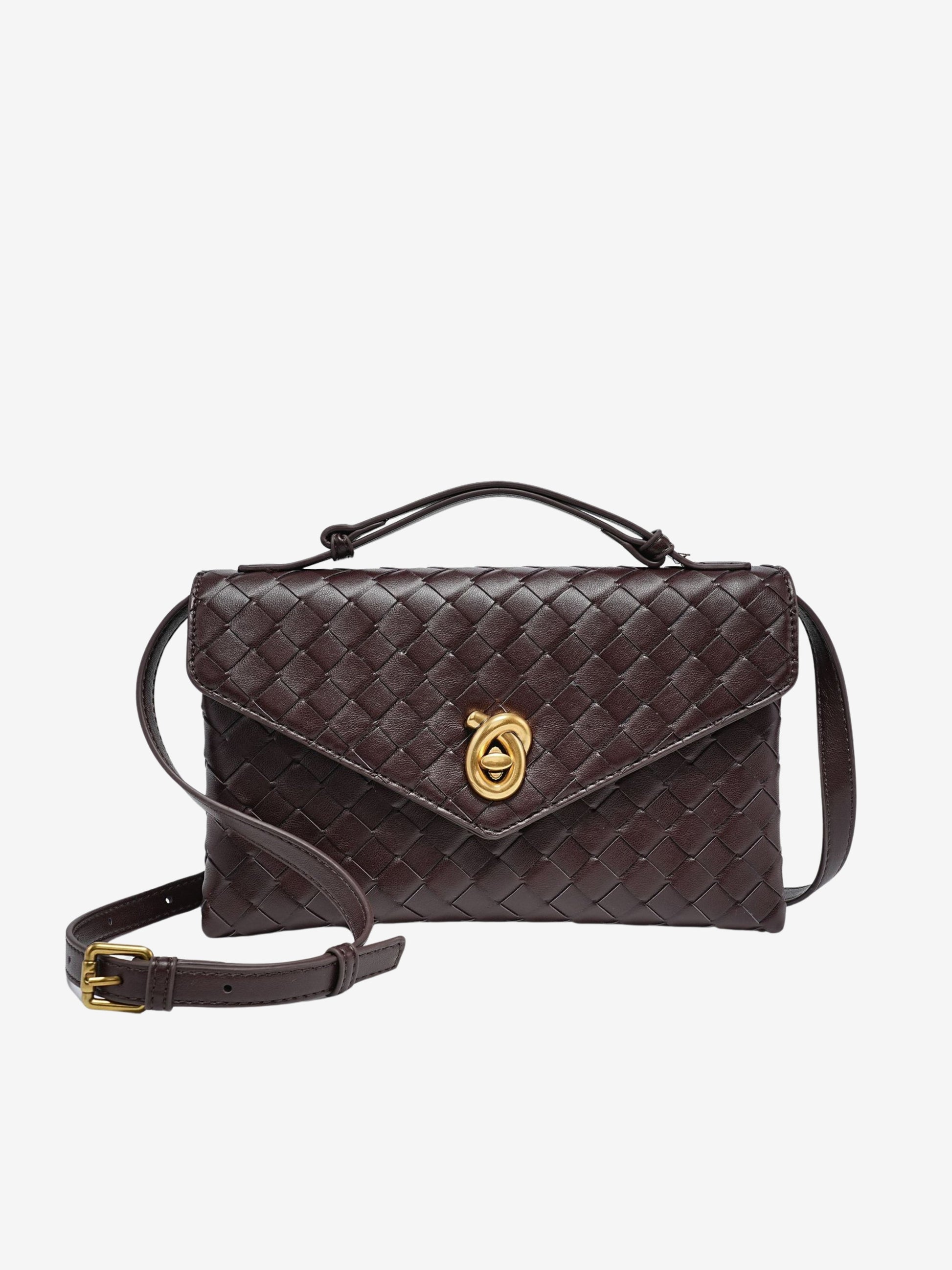 Alice | Woven Crossbody Bag with Compact Design-Handbag-Urban Devyne-Coffee-Urban Devyne