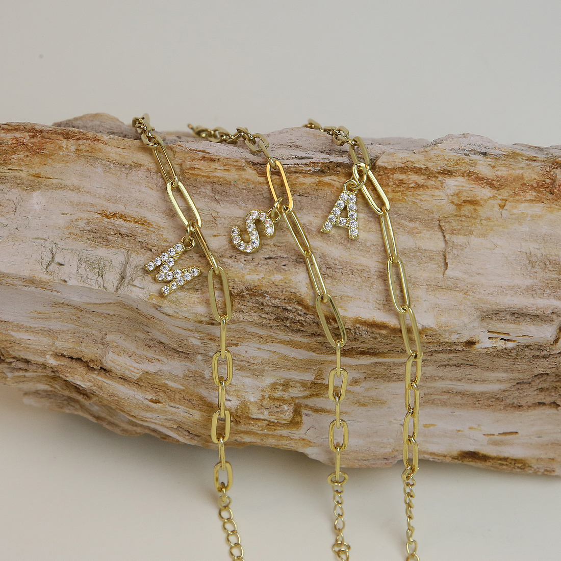 Natasha Paperclip Letter Initial Bracelet