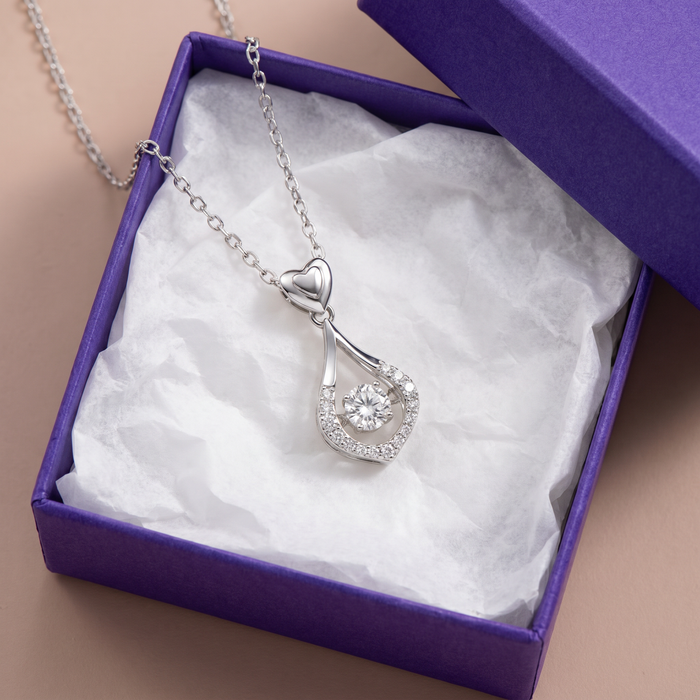 Wendy S925 Heart Diamond Teardrop Necklace