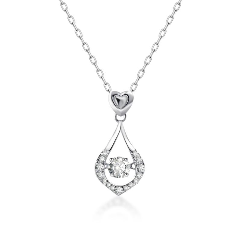 Wendy S925 Heart Diamond Teardrop Necklace