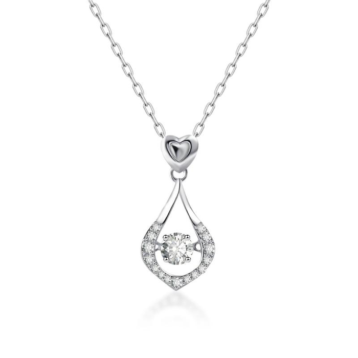 Wendy S925 Heart Diamond Teardrop Necklace