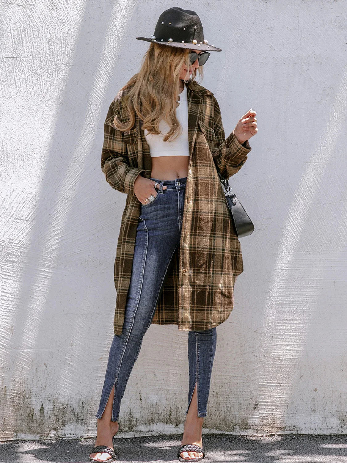 Plaid Wool Blend Long Coat with Lapel Collar - Loose Fit Winter Coat for Casual and Business Wear-Coats & Jackets-Urban Devyne-Urban Devyne