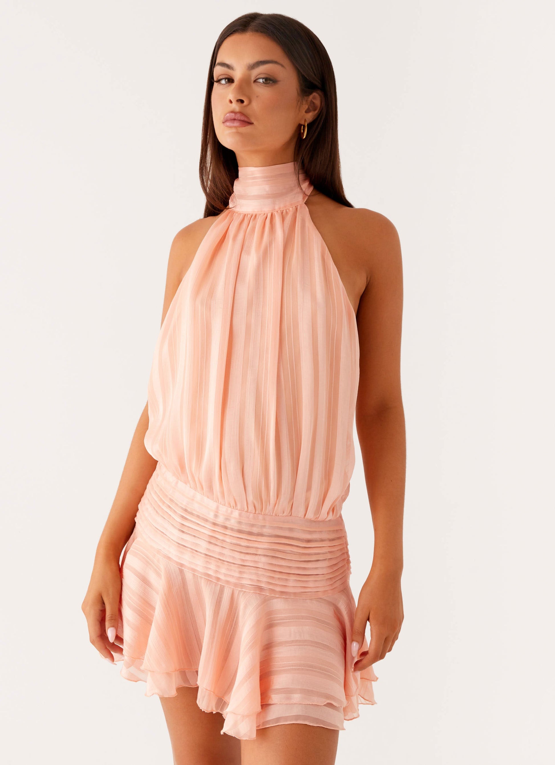 Fleur | Willow Chiffon Mini Dress-Mini Dresses-Urban Devyne-Orange-XS-Urban Devyne