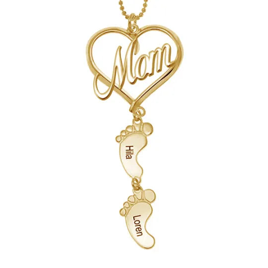 Clara - Forever Rose Box With Mom Baby Feet Necklace