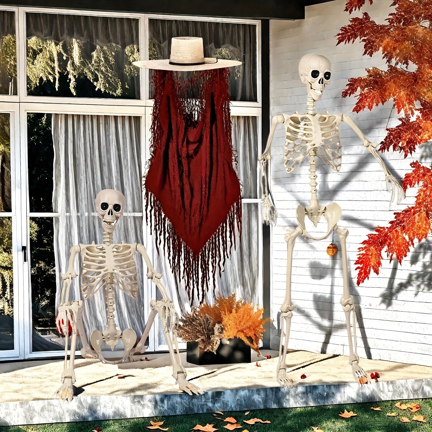 6 Ft Halloween Skeleton Decoration that is Posable for Outdoor Use
