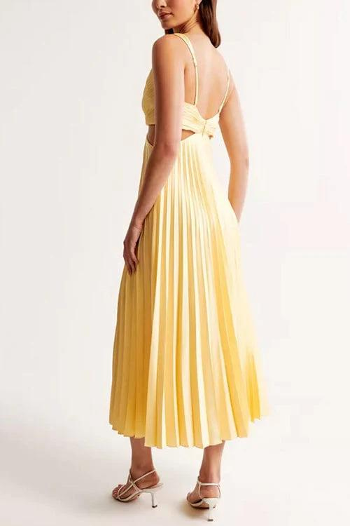 Aelise | Pleated Satin Midi Dress