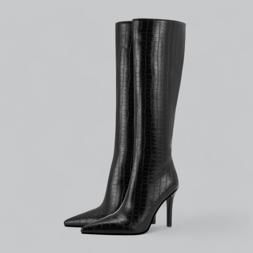 Vera | Pointed Toe Leather Heeled Boots