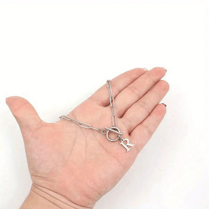 Emily Letter Initial Circle Lock Clasp Necklace