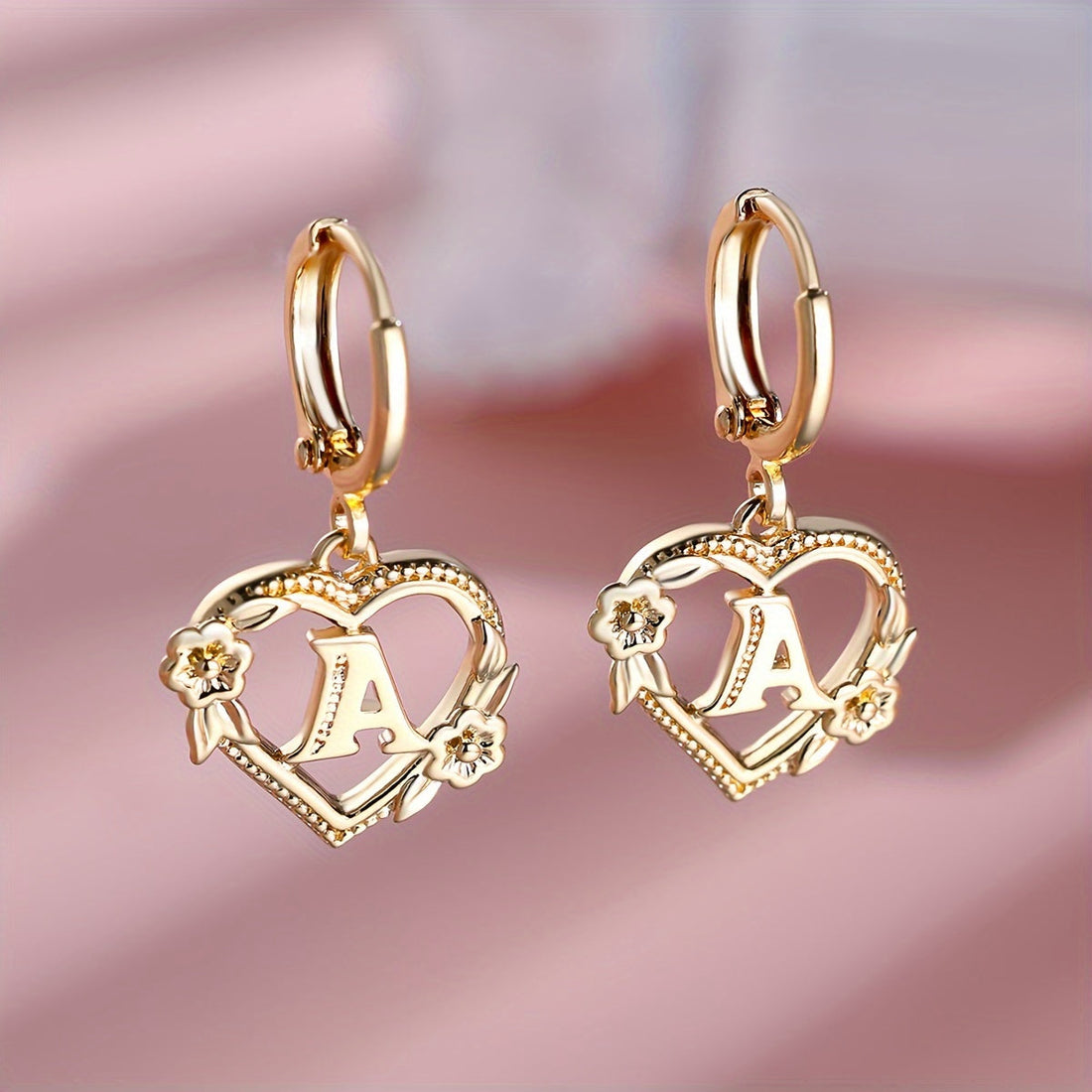 Annalise Heart Letter Initial Hoop Earrings